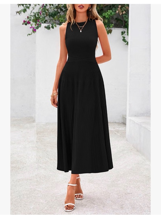 PrettyGarden Dresses & Skirts - Sleeveless Pleated Midi Dress in Black